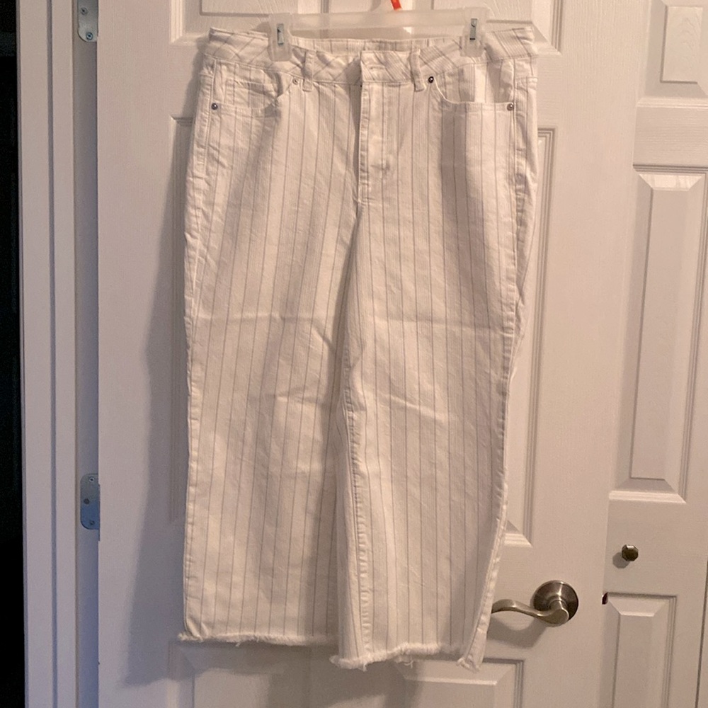62. Love & Legend Premium Denim White Gray Stripes Size 16